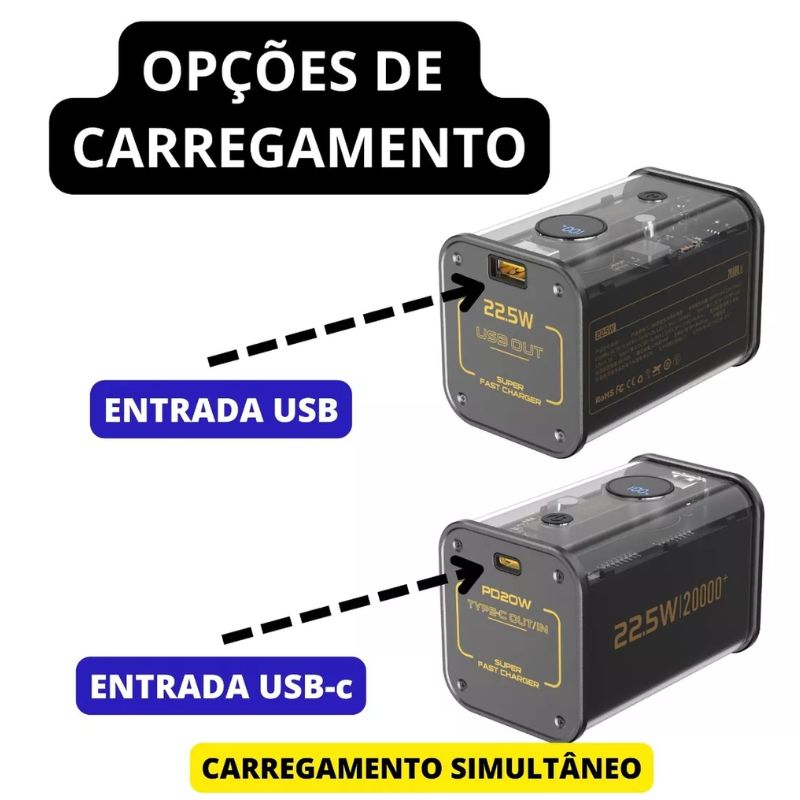 Carregador Portatil Power Bank 10.000 Turbo - Premium